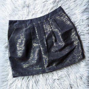 SUGARLIPS Black and Gold Pleated Zip-Back Miniskirt S